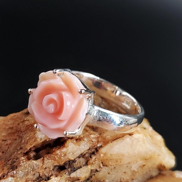 GG Unique Jewelry Jewelry - 1 DAY SALE ! Silver Ring Natural Coral